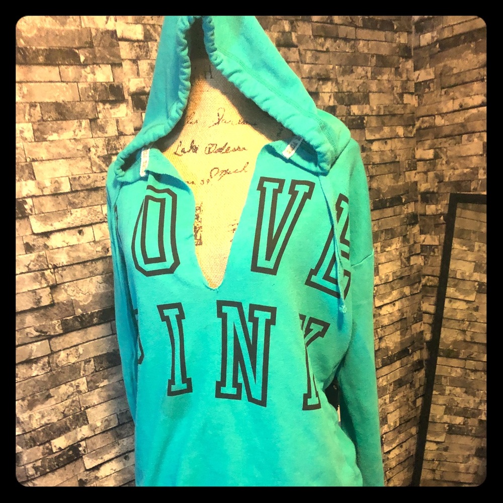 PINK sweatshirt coloured in aqua blue medium